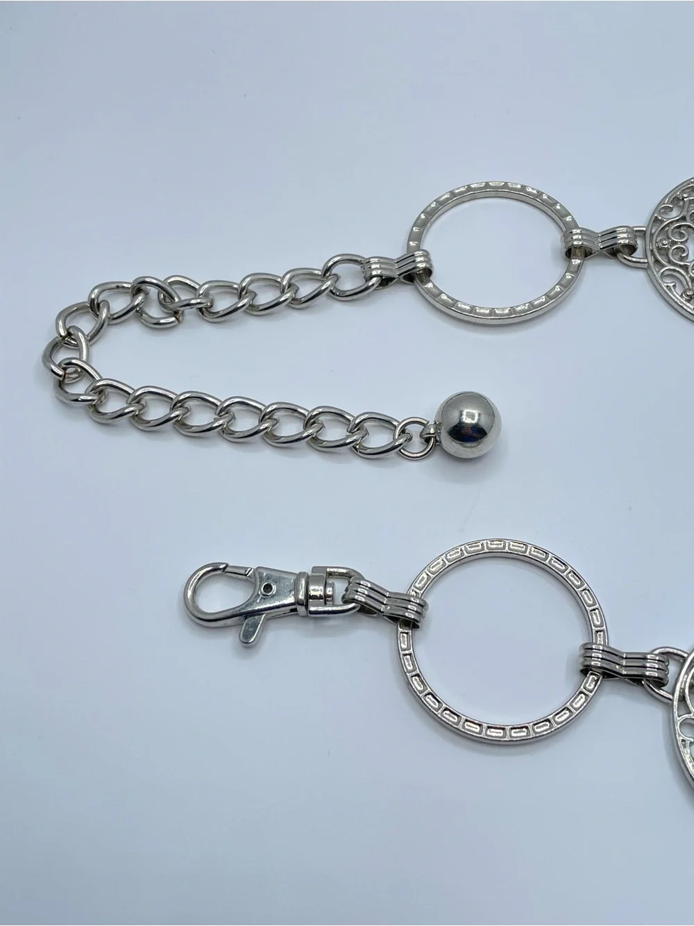 Silver Tone Filigree Disc Chain Belt Boho Retro Statement Adjustable Modern